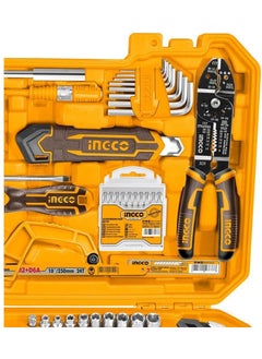 INGCO Hand Tools Set 168pcs, Include Wire Stripper, Claw Hammer, Adjustable Wrench, Pump Plier, Cobination Pliers, Hacksaw, Hex Key Set, Snap-off Blade Knife, Screwdivers and more - HKTHP21681  - Image 4