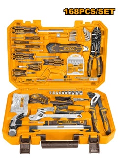 INGCO Hand Tools Set 168pcs, Include Wire Stripper, Claw Hammer, Adjustable Wrench, Pump Plier, Cobination Pliers, Hacksaw, Hex Key Set, Snap-off Blade Knife, Screwdivers and more - HKTHP21681  - Image 2