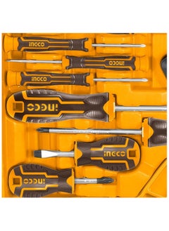 INGCO Hand Tools Set 168pcs, Include Wire Stripper, Claw Hammer, Adjustable Wrench, Pump Plier, Cobination Pliers, Hacksaw, Hex Key Set, Snap-off Blade Knife, Screwdivers and more - HKTHP21681  - Image 3
