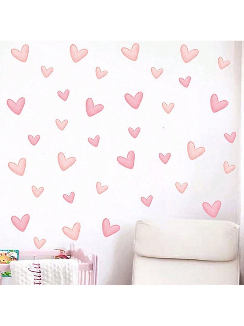ملصقات حائط قلوب وردية عدد 60 قطعة لتزيين غرف الأطفال والرضع - Image 3