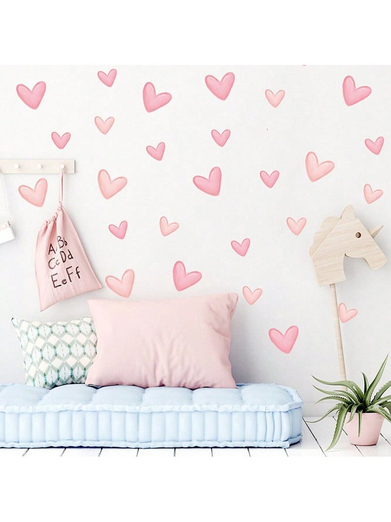 ملصقات حائط قلوب وردية عدد 60 قطعة لتزيين غرف الأطفال والرضع - Image 4