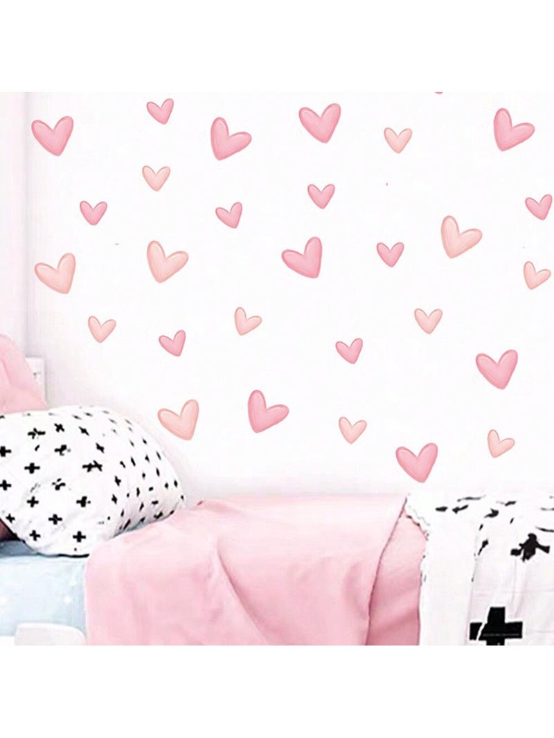 ملصقات حائط قلوب وردية عدد 60 قطعة لتزيين غرف الأطفال والرضع - Image 2
