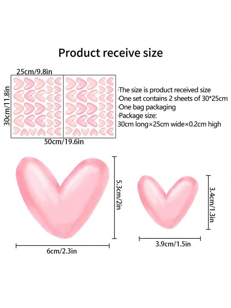 ملصقات حائط قلوب وردية عدد 60 قطعة لتزيين غرف الأطفال والرضع - Image 5