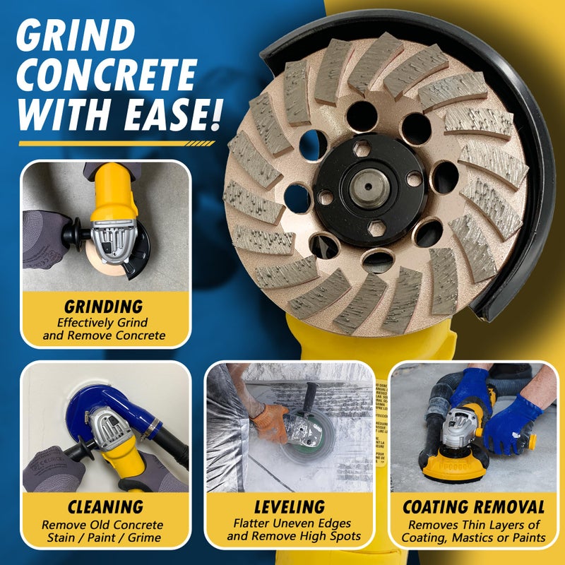 EDiamondTools 7" Diamond Grinding Wheels for Concrete or Masonry, 24 Turbo Segments, #30/40 Grit, Medium Bond, 7/8"-5/8" Arbor - Image 2