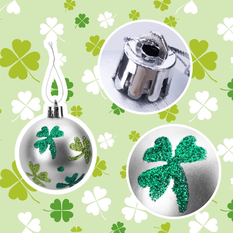 Iceyyyy 12 PCS St. Patrick's Hanging Balls-2 Inch St. Patrick's Shamrock Tree Ornament Ball-Good Luck Clover Hanging Ball for Irish Festival Party Home Decor - Image 2