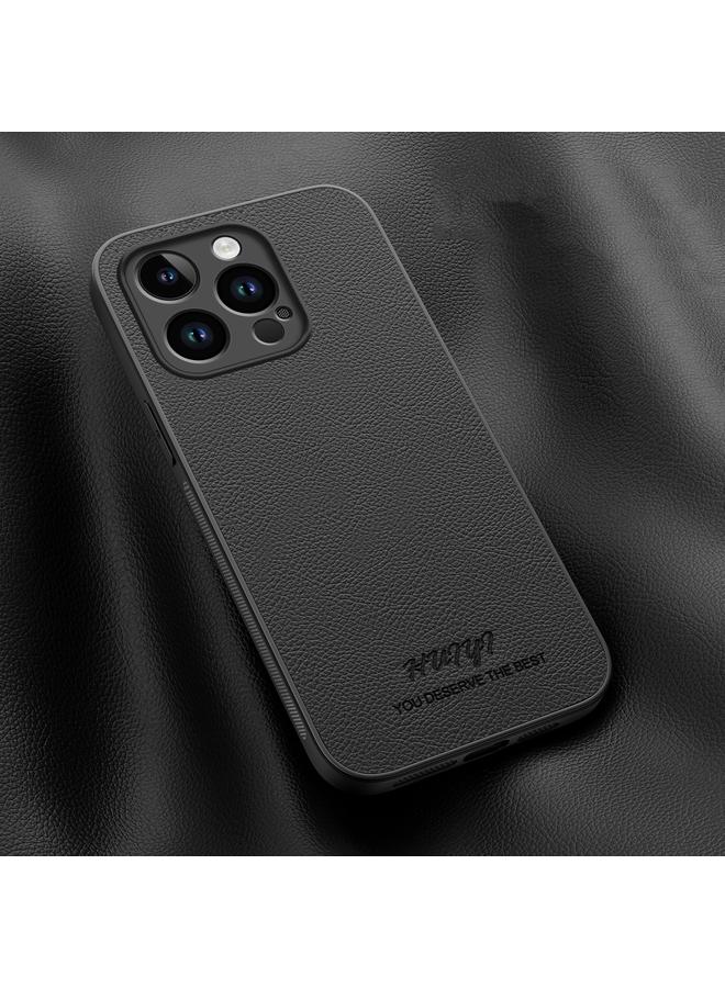 For iPhone 15 Pro HUIYI Leather Magnetic Phone Case(Black)