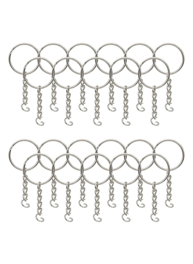 SYOSI - 100 Pack Bulk Keyring Set Split Key Chain Rings with 1 inch Large Chains Heavy Duty Metal Keychain Ring Easy to Use Open Jump Rings Strong Small Round DIY Jewelry Making Keyrings Kit - Image 1