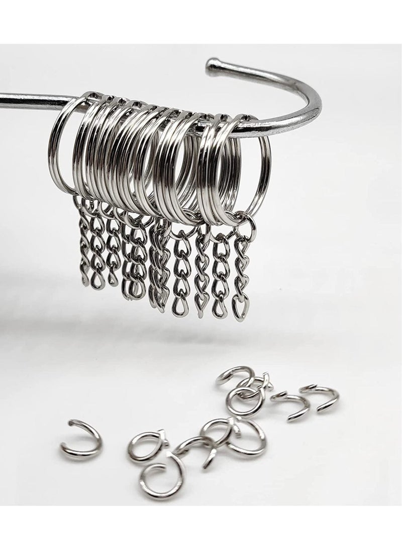 SYOSI - 100 Pack Bulk Keyring Set Split Key Chain Rings with 1 inch Large Chains Heavy Duty Metal Keychain Ring Easy to Use Open Jump Rings Strong Small Round DIY Jewelry Making Keyrings Kit - Image 1