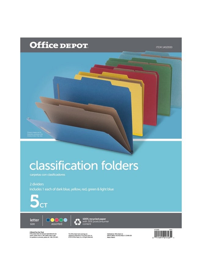 [IN]PLACE Office Depot Classification Folder, Letter, 2 Dividers, Embedded Fasteners, Assorted Colors, Om01723  - Image 3