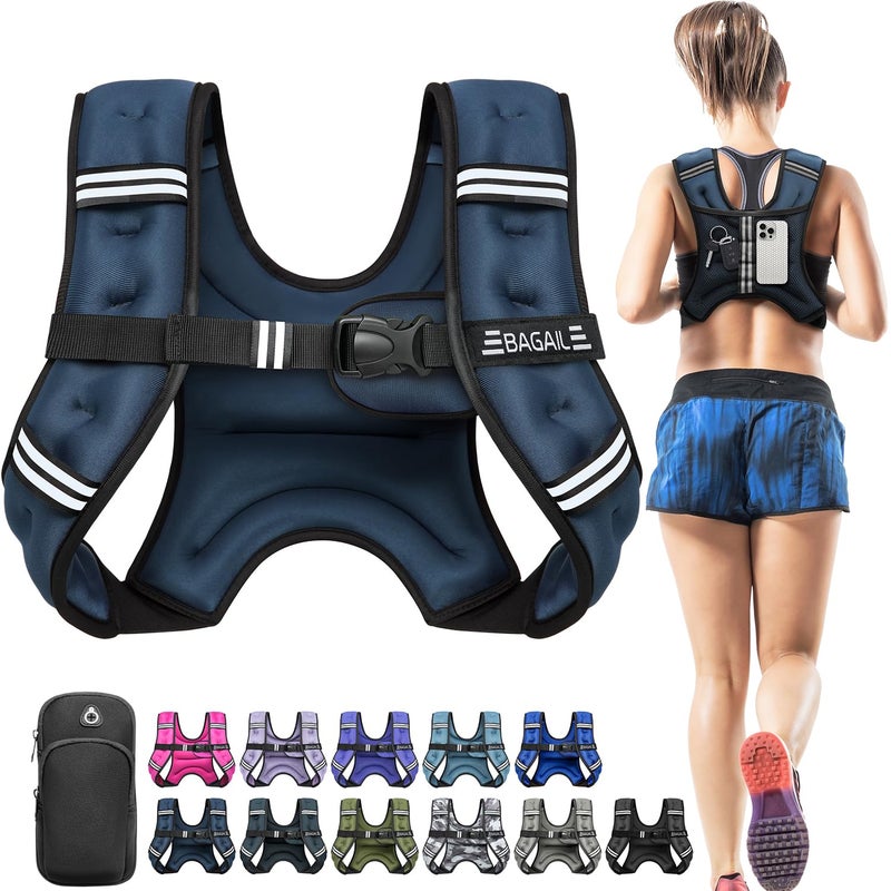 BAGAIL Comfort-Fit Weighted Vest for Woman, Even Weight Distribution, Faster Weight Loss, No-Chafe or Bounce for Walking & Running with Detachable Phone Pouch & Reflective Stripes (Available 5-30lbs) - Image 1