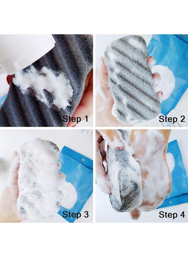 Bysiter Konjac Body Sponge Set of 4 Bamboo Charcoal Body Facial Sponge Exfoliator Sponge Exfoliating Facial Cleansing for Men Women (4 Pack) - Image 2