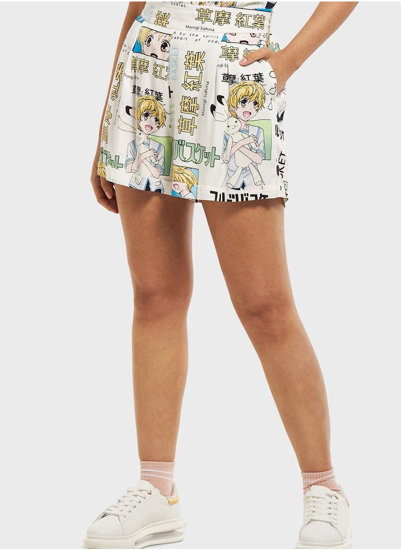 SP Characters - Fruit Basket Print Mini Shorts - Image 1