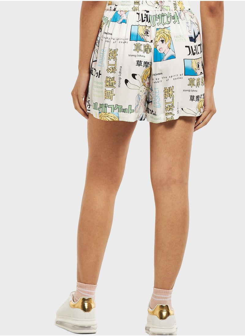 SP Characters - Fruit Basket Print Mini Shorts - Image 1
