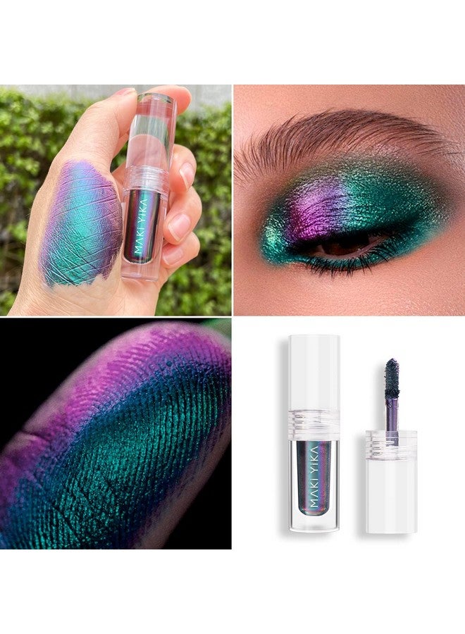MAKI YIKA Glitter Eyeshadow Teal Liquid Multichrome Eyeshadows Long Lasting, Metallic Chameleon Eye Shadow Smudgeproof Holographic Multi-Dimensional Eye Looks (#3 Dawn) - Image 2