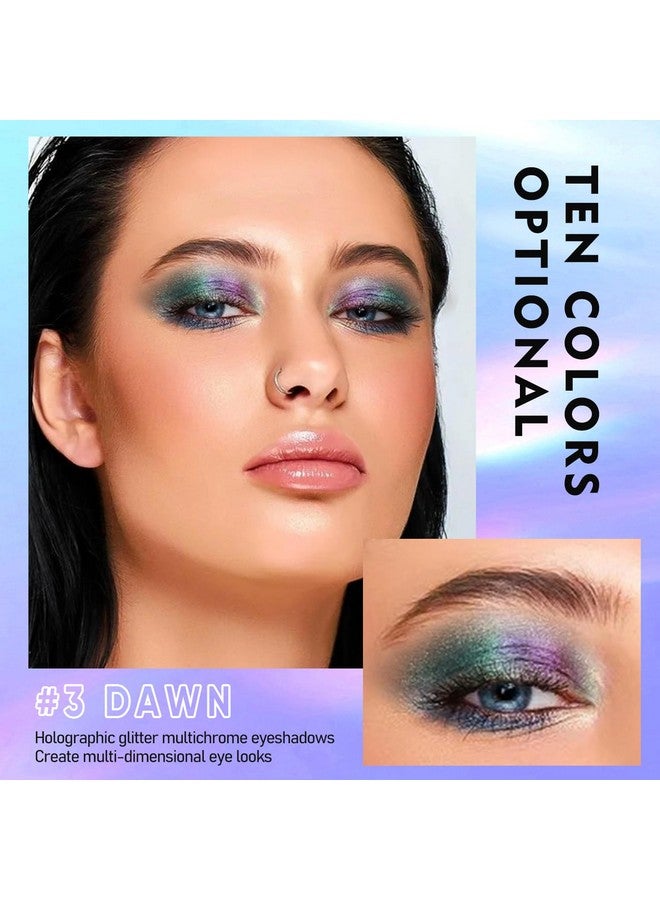 MAKI YIKA Glitter Eyeshadow Teal Liquid Multichrome Eyeshadows Long Lasting, Metallic Chameleon Eye Shadow Smudgeproof Holographic Multi-Dimensional Eye Looks (#3 Dawn) - Image 3