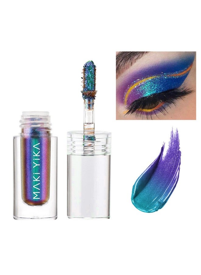 MAKI YIKA Glitter Eyeshadow Teal Liquid Multichrome Eyeshadows Long Lasting, Metallic Chameleon Eye Shadow Smudgeproof Holographic Multi-Dimensional Eye Looks (#3 Dawn) - Image 1