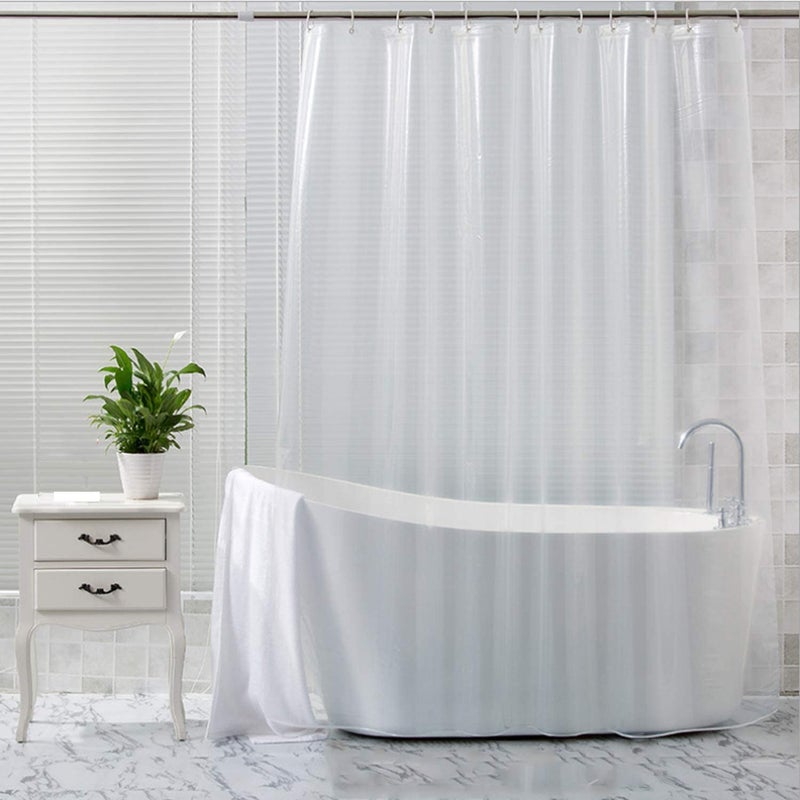 HOMECROWN Clear Transparent 7 feet Waterproof Shower Curtain for Bathroom PVC Plastic Curtain with 8 Hooks 54 Inch x 84 Inch Pack of 1 - Image 1