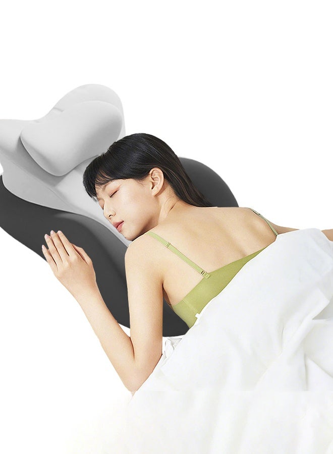 WALALLA Medical-Grade Leg Elevator Pillow Orthopedic Memory Foam Leg Elevation Pillow - Curved Memory Foam for Sciatica & Swelling | Non-Toxic Washable Cover | Post-Op/Pregnancy Safe (58x38x23cm)  Grey - Image 3