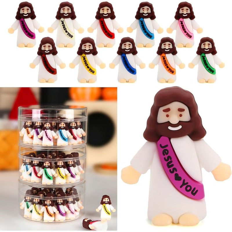 Siwarm 100 Pcs Little Jesus Figures, Multicolor Mini Jesus Figurines in Bulk, Tiny Jesus Figures to Hide and Seek, Religious Gifts for Easter Egg Stuffers Christamas Gifts Stocking Stuffer - Image 1