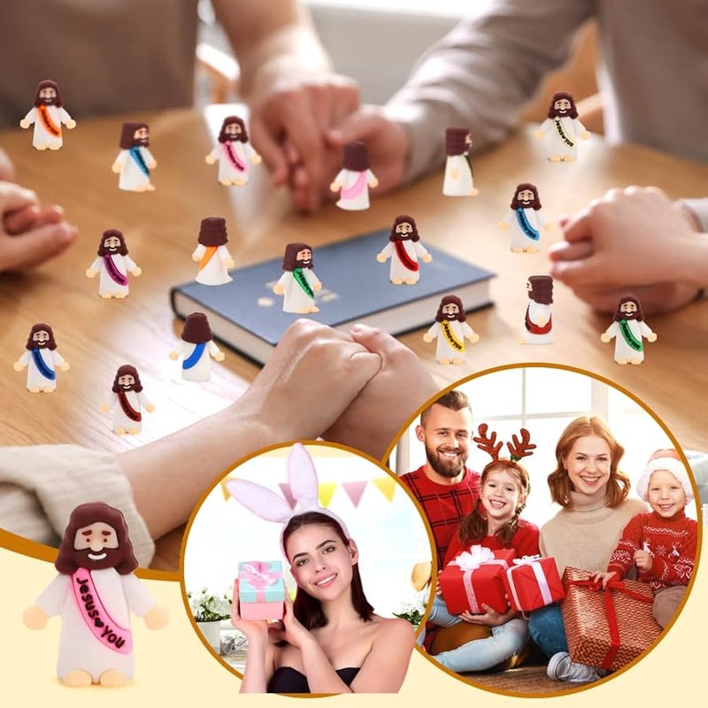 Siwarm 100 Pcs Little Jesus Figures, Multicolor Mini Jesus Figurines in Bulk, Tiny Jesus Figures to Hide and Seek, Religious Gifts for Easter Egg Stuffers Christamas Gifts Stocking Stuffer - Image 4