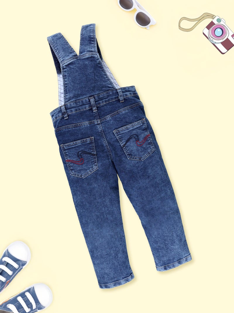 KiddoPanti Boys Denim Dungaree Pant, MD Rag Wash - 4-6Y - Image 3