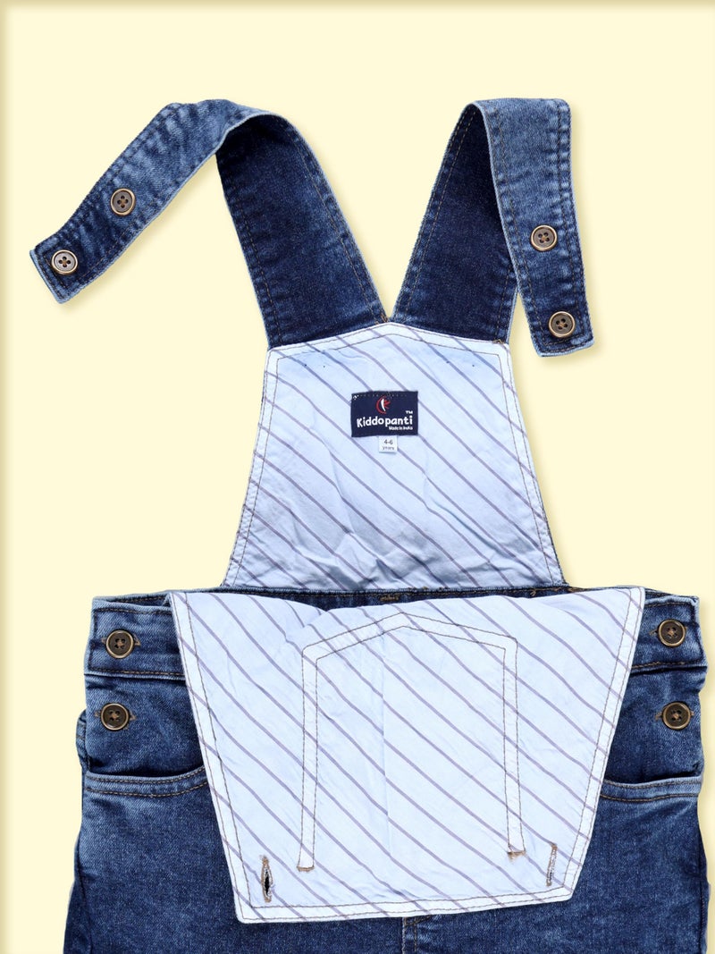 KiddoPanti Boys Denim Dungaree Pant, MD Rag Wash - 4-6Y - Image 5