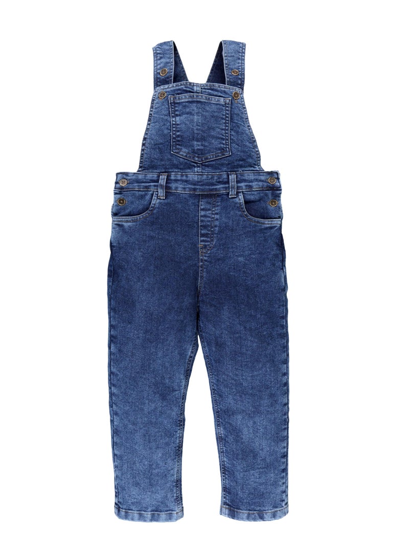 KiddoPanti Boys Denim Dungaree Pant, MD Rag Wash - 4-6Y - Image 1