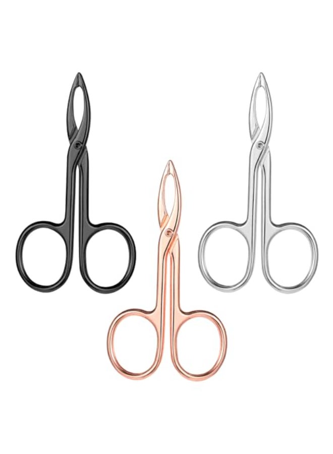 Dimeho Tweezers Scissor Handle Straight Tip Eyebrows Tweezers Scissors Shaped Hair Plucker Portable Beauty Tool for Facial Hair Remover Eyebrows Care BlackSilverRose Gold3 Pcs - Image 1