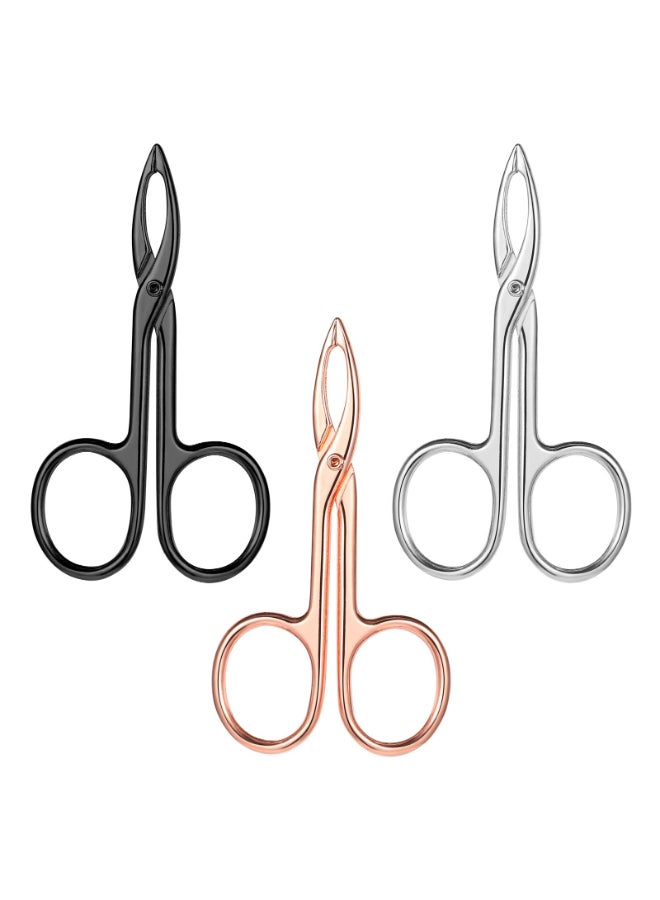 Dimeho Tweezers Scissor Handle Straight Tip Eyebrows Tweezers Scissors Shaped Hair Plucker Portable Beauty Tool for Facial Hair Remover Eyebrows Care BlackSilverRose Gold3 Pcs - Image 2