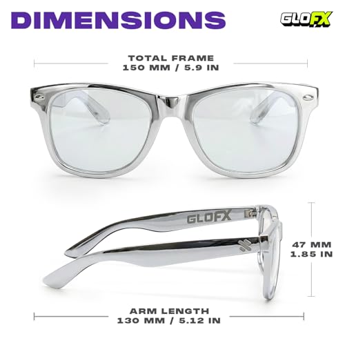 GloFX Ultimate Diffraction Glasses Chrome 3D Prism Rainbow Effect Great Edm Festival Concert Fireworks Christmas Lights and Rave Accessory Chrome Frames - Image 3