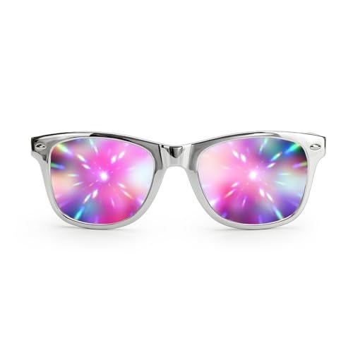 GloFX Ultimate Diffraction Glasses Chrome 3D Prism Rainbow Effect Great Edm Festival Concert Fireworks Christmas Lights and Rave Accessory Chrome Frames - Image 1