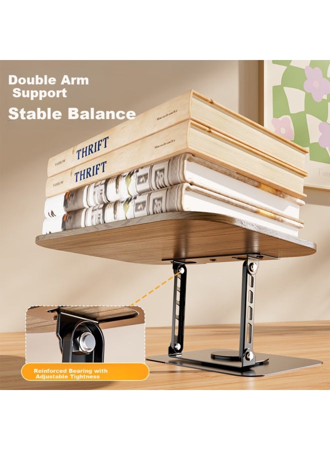 Double Magic Beimo Laptop Stand With Wood Grain Surface, Adjustable Height, 360° Rotation, Suspended Desktop Stand, Suitable For Apple Mac, Lenovo Legion, Huawei Laptops, Silver Color - Image 4