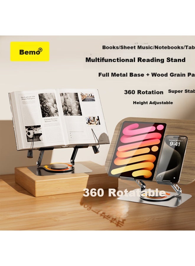 Double Magic Beimo Laptop Stand With Wood Grain Surface, Adjustable Height, 360° Rotation, Suspended Desktop Stand, Suitable For Apple Mac, Lenovo Legion, Huawei Laptops, Silver Color - Image 2