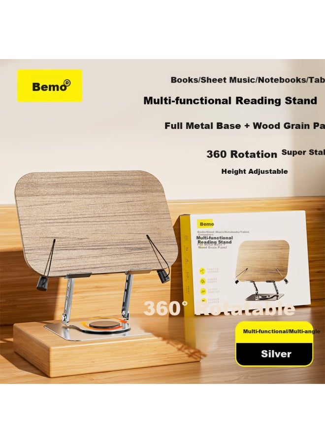 Double Magic Beimo Laptop Stand With Wood Grain Surface, Adjustable Height, 360° Rotation, Suspended Desktop Stand, Suitable For Apple Mac, Lenovo Legion, Huawei Laptops, Silver Color - Image 5