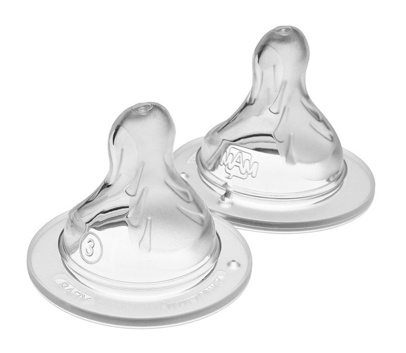 MAM Bottle Nipples Fast Flow Nipple Level 3 (Set of 2), for 4+ Months, SkinSoft Silicone Nipples for Baby Bottles, Fits All MAM Bottles - Image 1