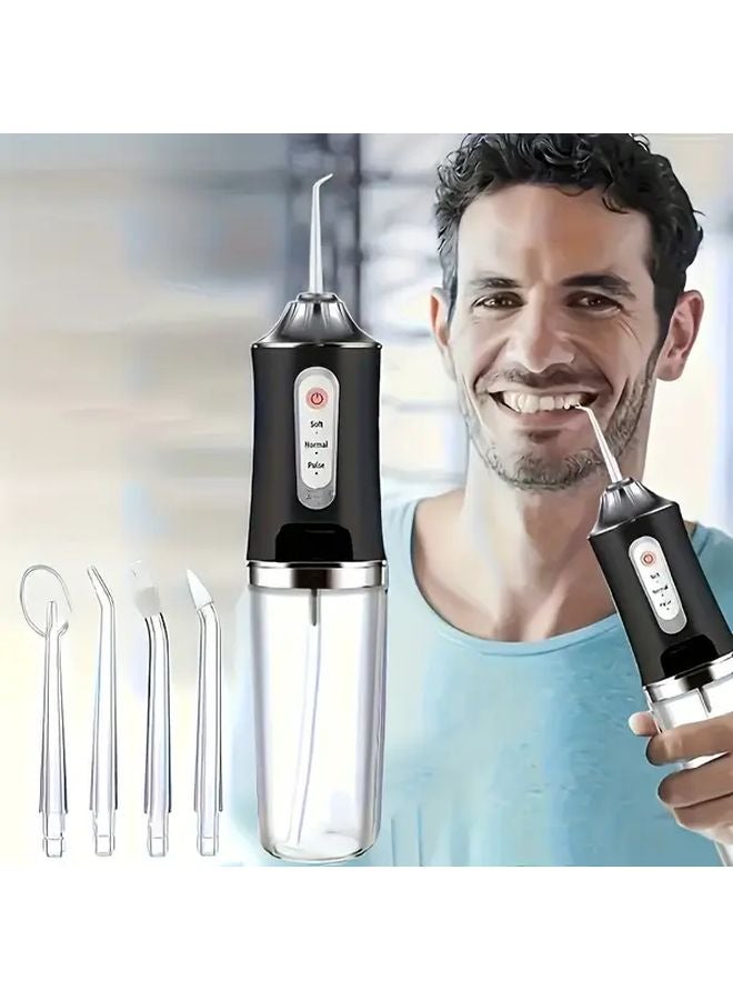 Black Portable Dental Water Flosser Deep Cleaning Travel Friendly Design - Image 2