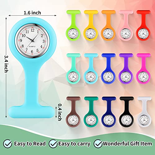 Kenning 15 Pack Clip on Nurse Watches for Women Men, Silicone Lapel Pin Pocket Fob Stethoscope Watches with Second Hand for CNA Week Doctor Nurse Student Graduation Xmas Birthday Gifts(Multicolor) - Image 2