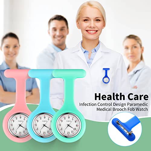 Kenning 15 Pack Clip on Nurse Watches for Women Men, Silicone Lapel Pin Pocket Fob Stethoscope Watches with Second Hand for CNA Week Doctor Nurse Student Graduation Xmas Birthday Gifts(Multicolor) - Image 5