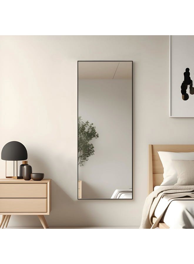 self Full Length Floor Mirror 43"x16" Large Rectangle Wall Mirror Hanging or Leaning Against Wall for Bedroom, Dressing and Wall-Mounted Thin Frame Mirror - Black, 43" x 16" (USAM004) - Image 3
