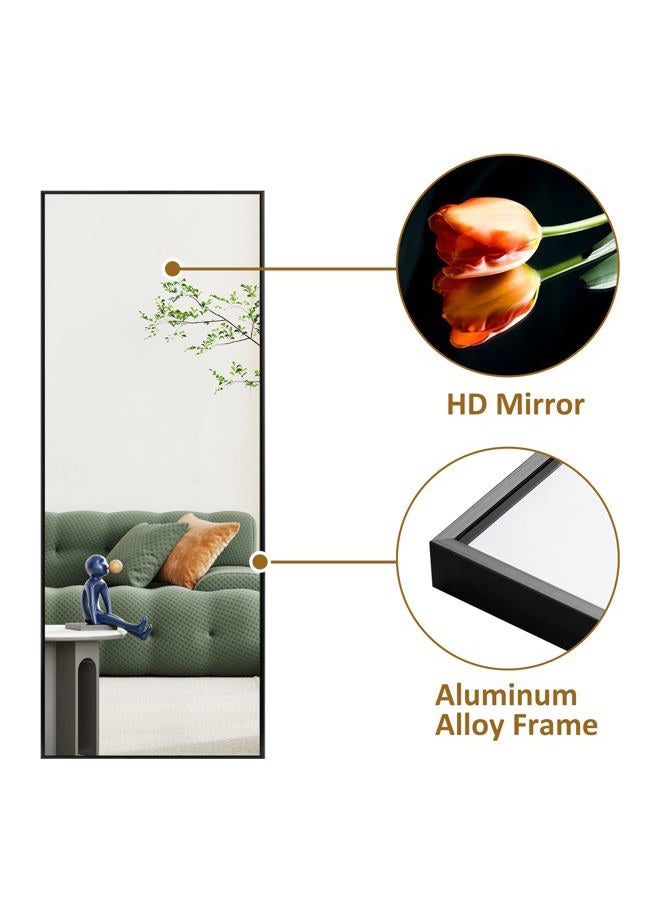 self Full Length Floor Mirror 43"x16" Large Rectangle Wall Mirror Hanging or Leaning Against Wall for Bedroom, Dressing and Wall-Mounted Thin Frame Mirror - Black, 43" x 16" (USAM004) - Image 5