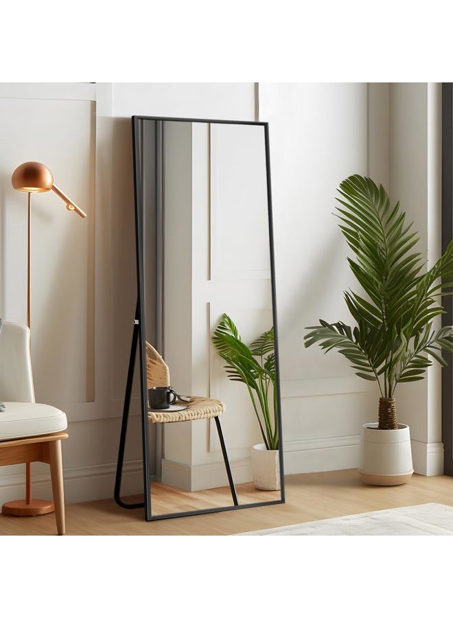self Full Length Floor Mirror 43"x16" Large Rectangle Wall Mirror Hanging or Leaning Against Wall for Bedroom, Dressing and Wall-Mounted Thin Frame Mirror - Black, 43" x 16" (USAM004) - Image 1