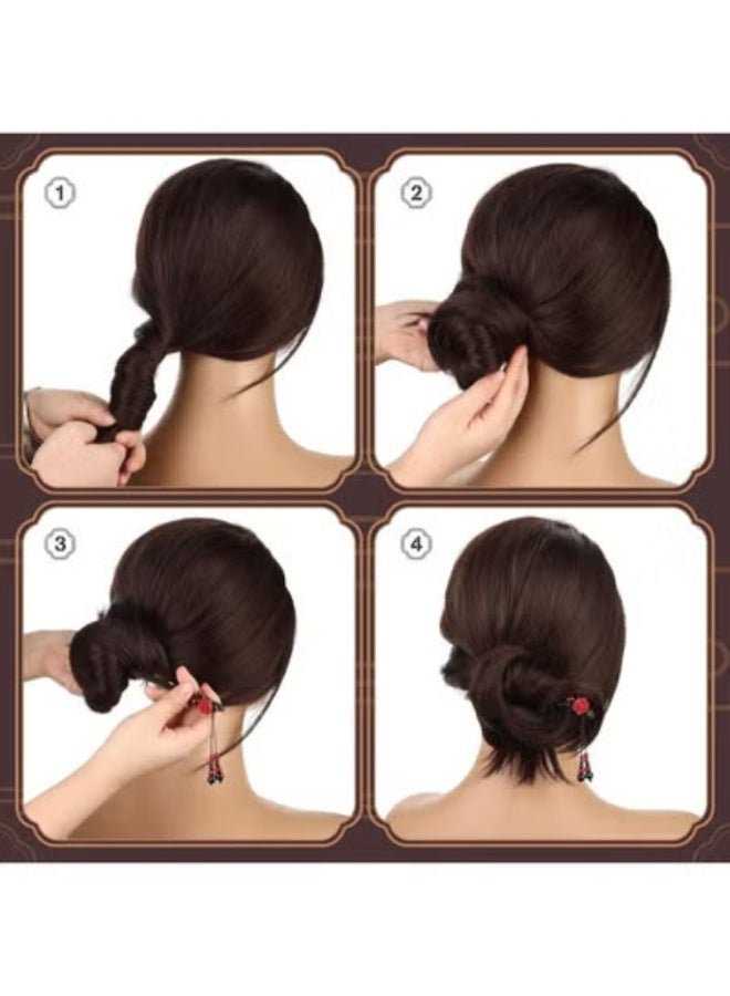 fantasize Chinese Wooden Hair Sticks, Retro Wooden Hairpins, Japanese Classic Hair Chopsticks, Handmade Flower Hair Accessories, for Women Girl Long Hair - Image 5