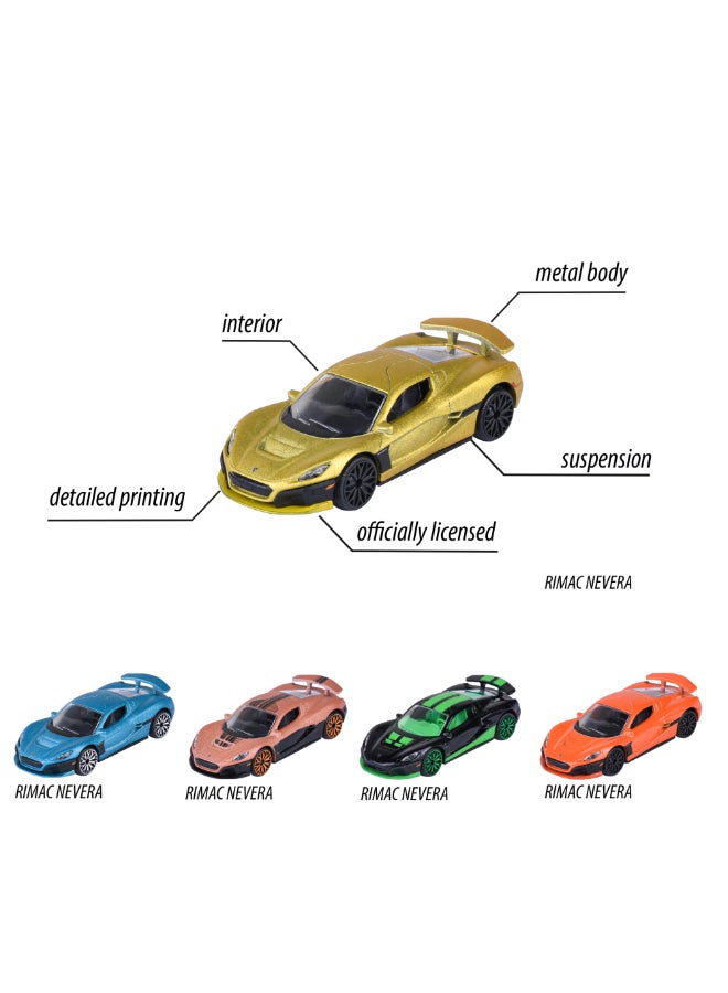 Majorette Rimac Nevera Edition 5 Pieces Diecast Giftpack, 5 x 1:64 Scale Rimac Nevera Model Cars, Metal Toy Vehicles with Freewheel, Suspension and Opening Parts, Collector Gift Set, Ages 3+ - Image 3