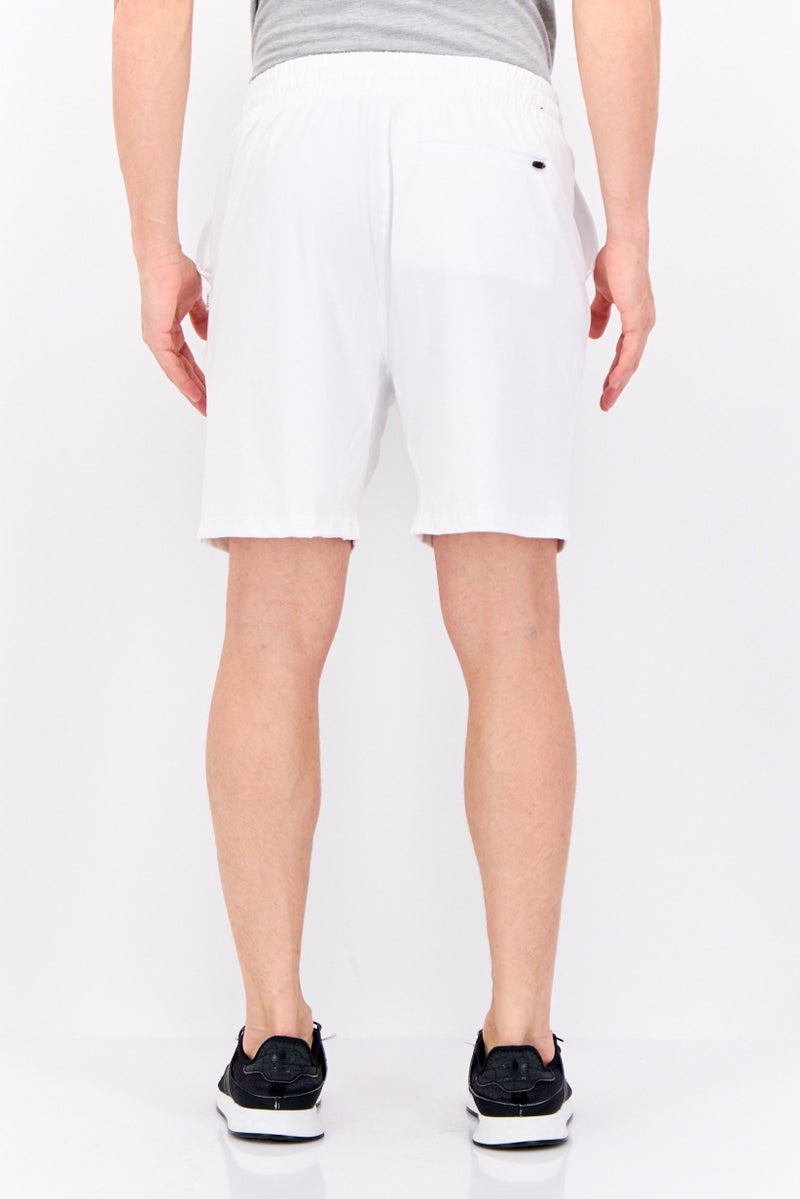 Feat Men Plain Drawstring Basic Shorts, White - Image 3