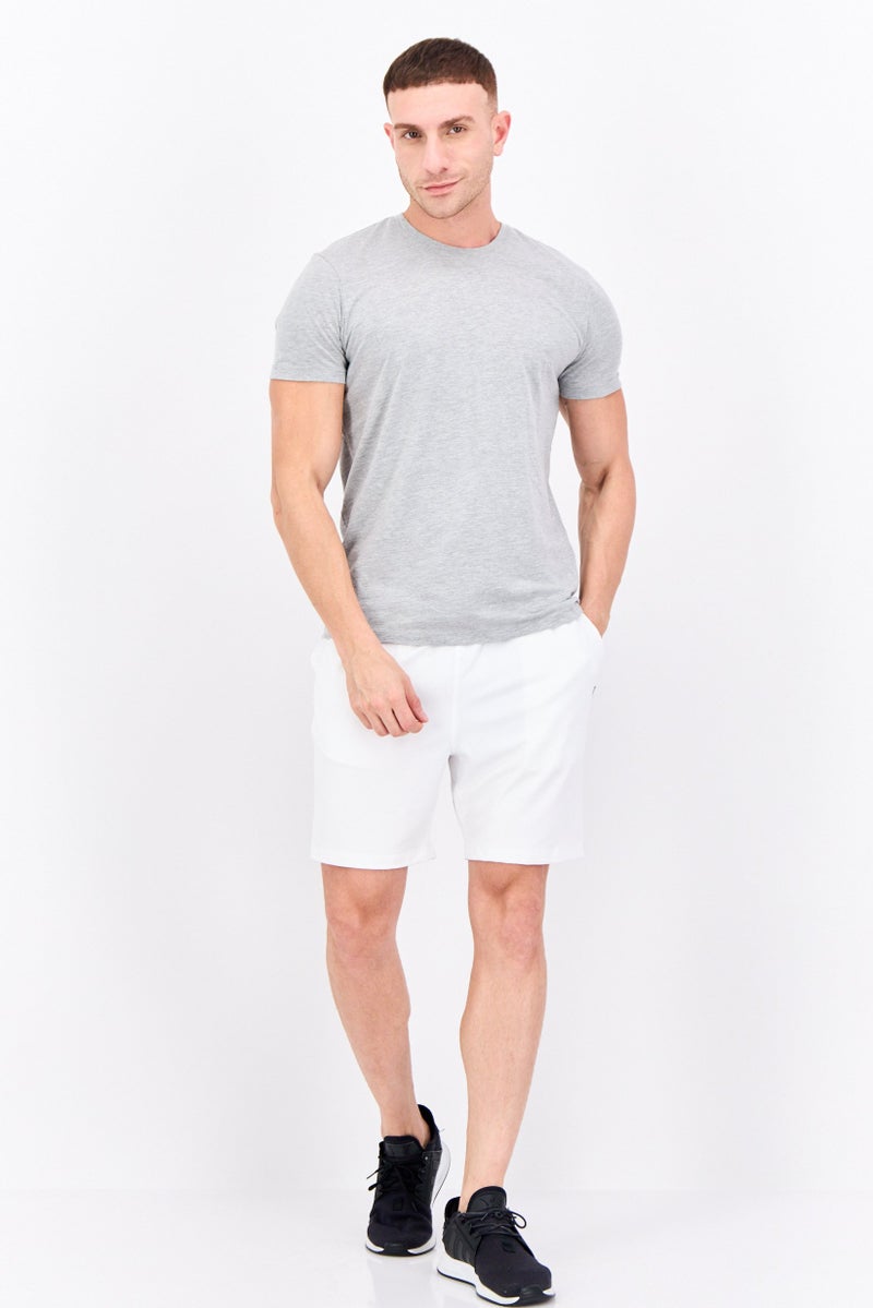 Feat Men Plain Drawstring Basic Shorts, White - Image 4