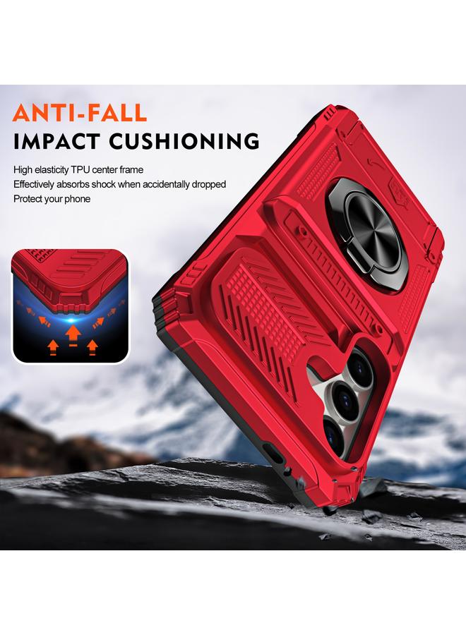 S-TOP Case For Samsung Galaxy A55 5G TPU+PC Shockproof Card Phone Case with Metal Ring Holder - Image 3