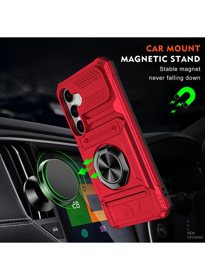 S-TOP Case For Samsung Galaxy A55 5G TPU+PC Shockproof Card Phone Case with Metal Ring Holder - Image 2