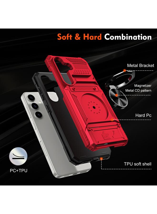 S-TOP Case For Samsung Galaxy A55 5G TPU+PC Shockproof Card Phone Case with Metal Ring Holder - Image 5