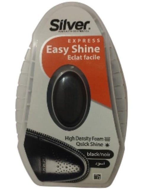 Silver Professional Quick Shoe Polishing Sponge with Silicone Dispenser - Black 6ml