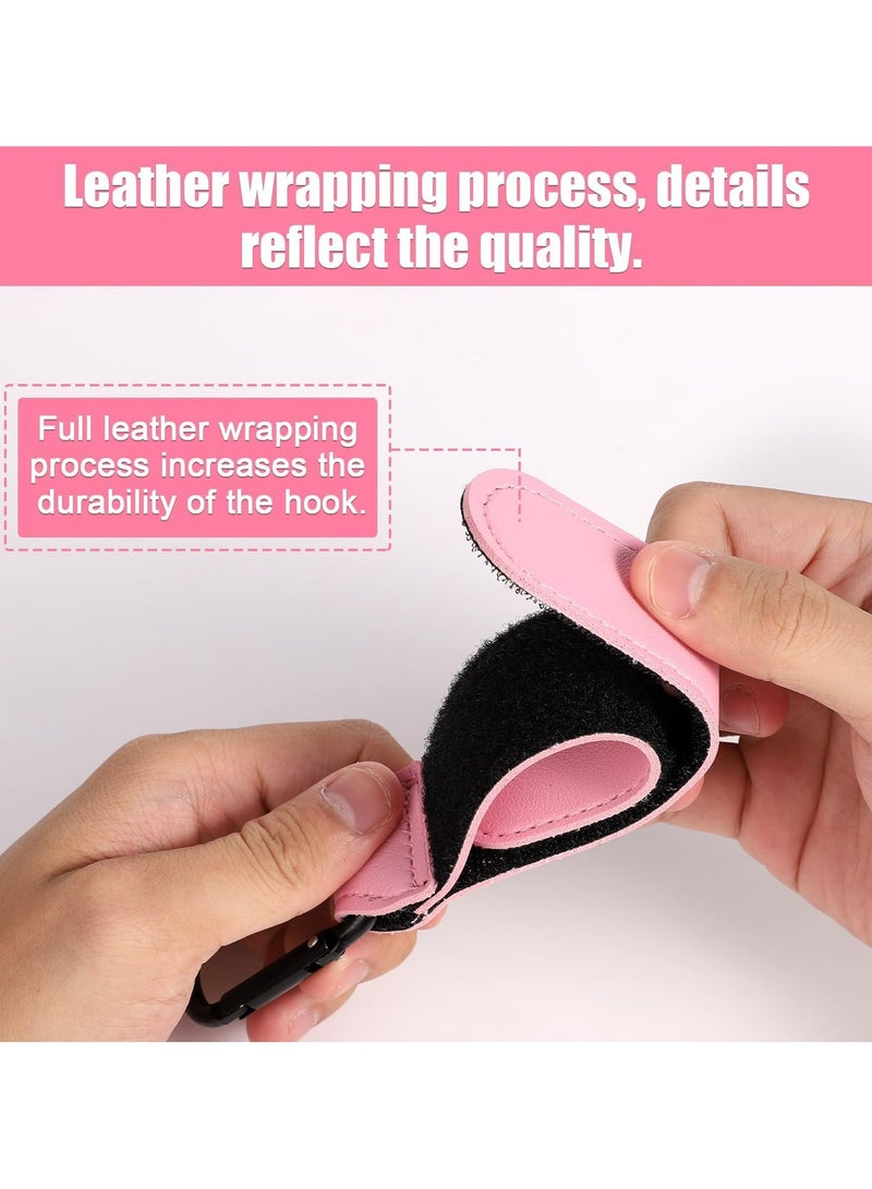 CMGTYYD Baby Stroller Hooks Bag Hooks for Hanging Diaper Bags Multipurpose Velcro Hooks for Grocery Shopping Bags Premium Vegan Leather Pram Straps (2 Pcs, Pink)  - Image 3